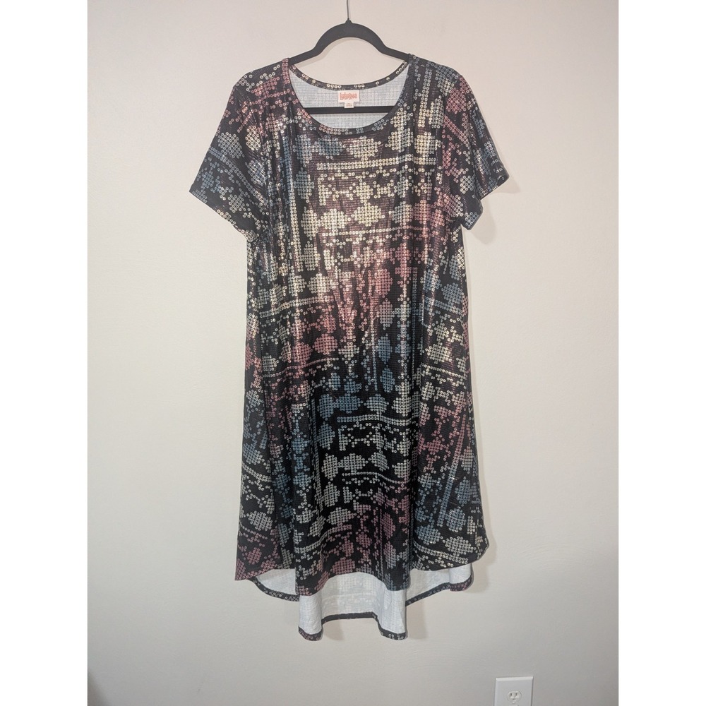 XL LuLaRoe Metallic Sequin Print Carly T-Shirt Midi Dress